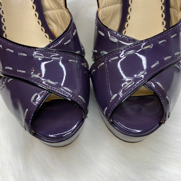 Bebe Patent Leather Peep Toe Platform Heels 8 - Picture 7 of 7